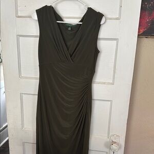 Polo by Ralph Lauren Black Ruched Wrap Midi Dress